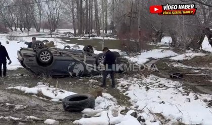 Erzincan Sakaltutan’da Otomobil Takla Attı
