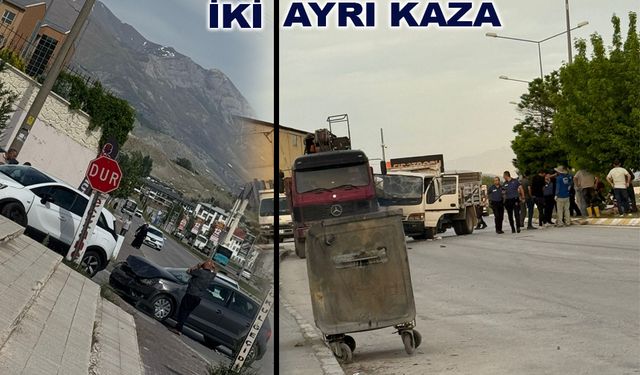 Aynı Gün İki Kazada Maddi Hasar Meydana Geldi