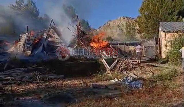 Kemah Beşikli Köyü’nde Yangın: Samanlık ve Odunluk Kül Oldu