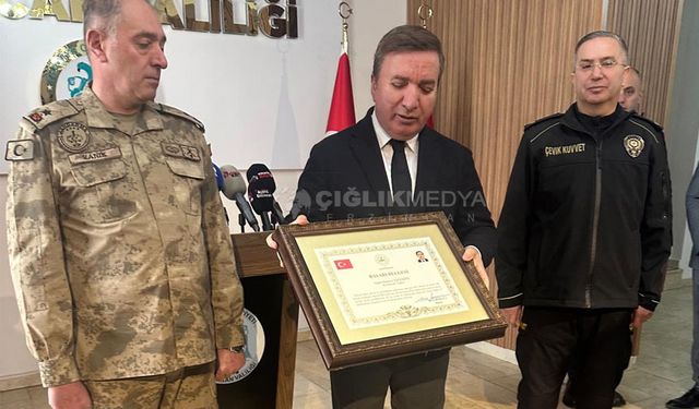 Erzincan’a İçişleri Bakanlığı’ndan Başarı Belgesi
