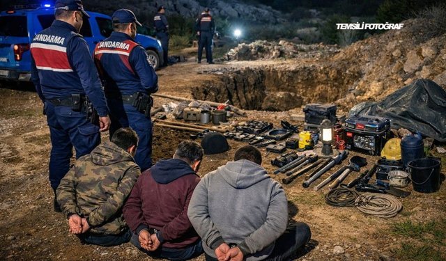Şiran’da Kaçak Kazıya Suçüstü: 3 Kişi Yakalandı