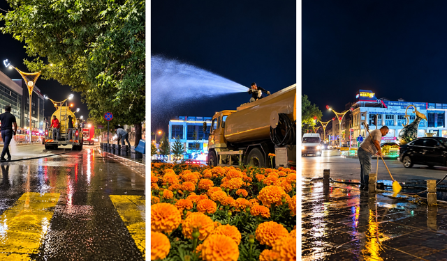 Erzincan’da Ana Caddelerde Gece Temizliği Yapıldı
