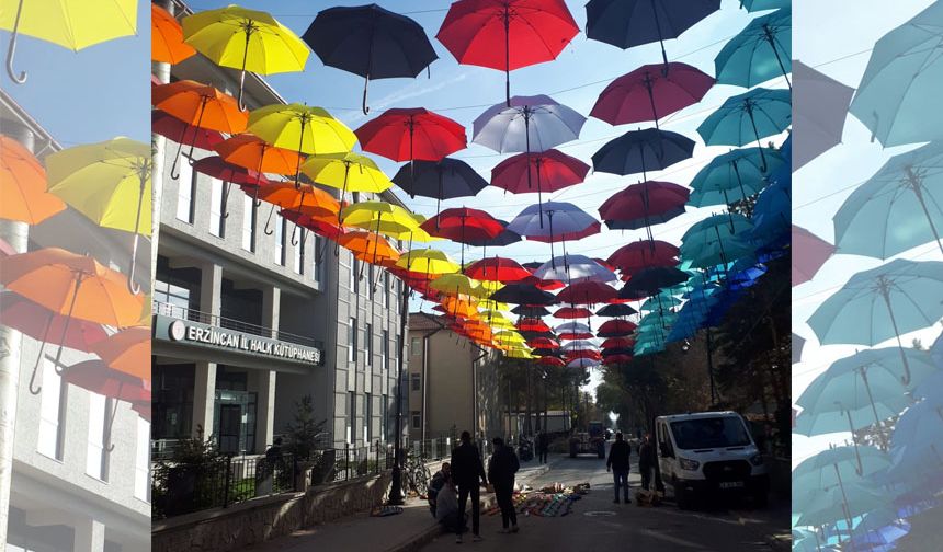 Erzincan’da Şemsiyeli Sokak Oluşturuldu: Renkli Yol İlgi Odağı Oldu