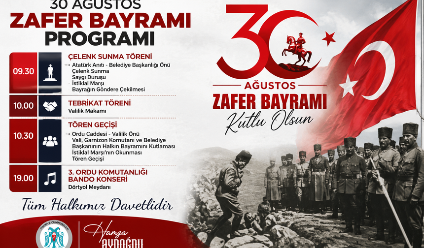 Erzincan’da 30 Ağustos Zafer Bayramı Coşkuyla Kutlanacak